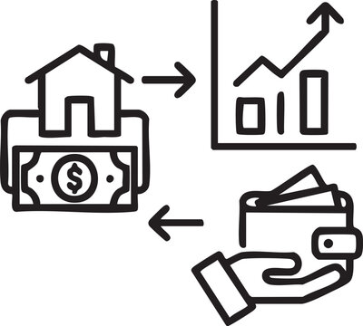 Real estate mortgage and financial loan process icon with mortgage