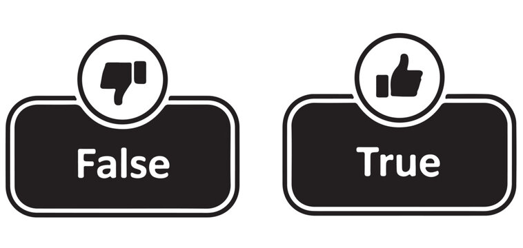 True and false option buttons set isolated on white background vector illustration