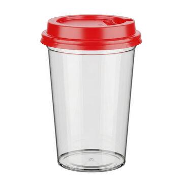 Clear plastic container with red lid
