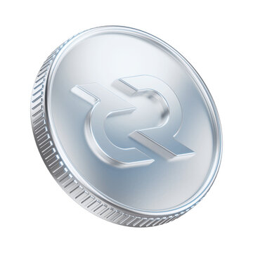 Silver Decred DCR Cryptocurrency Coin 3D Render Illustration
