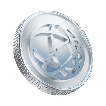 Silver Celestia TIA Cryptocurrency Coin 3D Render Illustration
