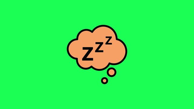 Orange thought bubble with sleeping zzz letters on a green background