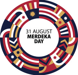Obraz premium Malaysia independence day merdeka day celebration circular graphic design with national flag elements