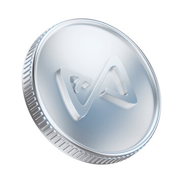 Silver Axie Infinity AXS Cryptocurrency Coin 3D Render Illustration

