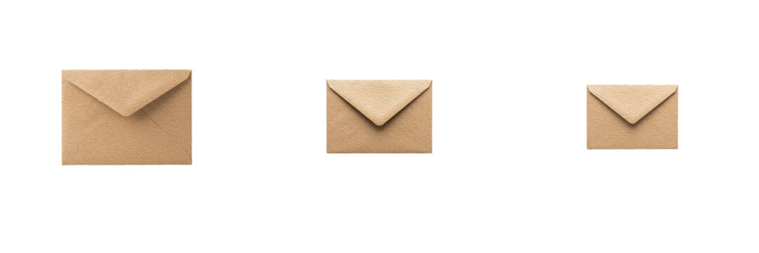 Set brown craft paper envelopes, vintage mailing stationery, recycled paper letter covers, closed mail envelopes, postal accessories, rustic stationary items