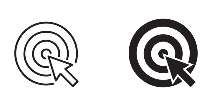 Target icon with cursor pointer showing accuracy and precision in digital interface design