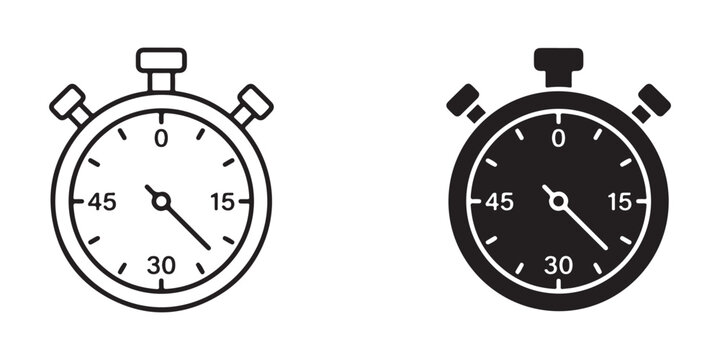 stopwatch icons with contrasting clock faces for design and digital projects