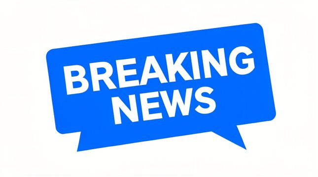 Breaking News Speech Bubble with Blue 3D Chat Icon on White Background