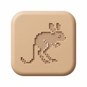 Premium 3D Matte Clay Pixel Art Jerboa Animal Icon on Rounded Square