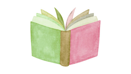 Open Book with Green Leaf Pages Icon Representing Knowledge, Growth, Nature Learning and Eco Education, Transparent PNG