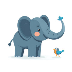 Naklejka premium Cute elephant illustration in flat vector style isolated on white background