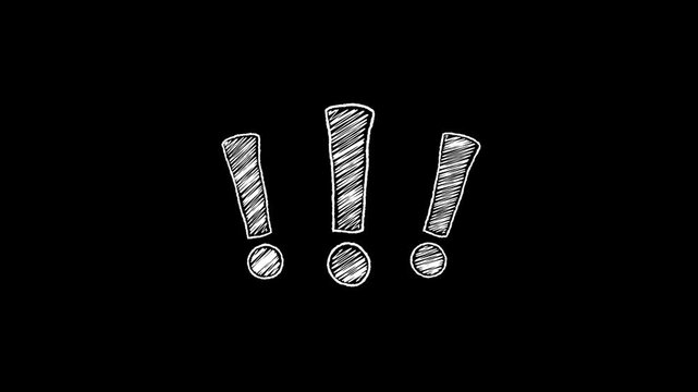 Hand Drawn Exclamation Marks Warning Symbol Animation