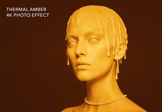 Amber Phosphor Photo Effect Template - Vintage CRT Monochrome Gold Bronze Portrait Filter