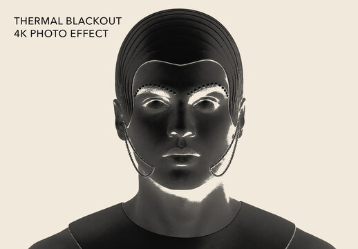Blackout Photo Effect Template - Inverted Bone White Black Monochrome Poster Portrait Filter