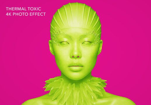 Toxic Thermal Photo Effect Template - Magenta Acid Green Radioactive Portrait Filter