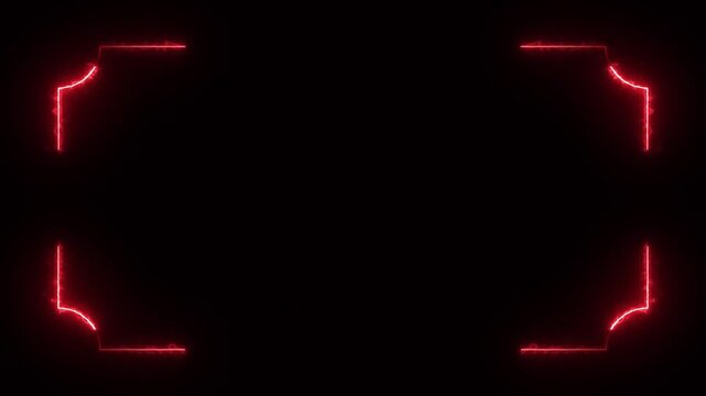 Red Neon Corner Frame Border Looping Light Glow Overlay Animation