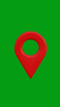 3D Location Green Screen Pin Icon Motion Graphics Animation with Green Screen. 4K Resolution