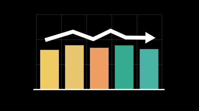 Stable Bar Chart and Sideways Arrow Graph Business Performance Animation