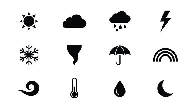 Weather icons set with displays collection black icons white background set with set with set
