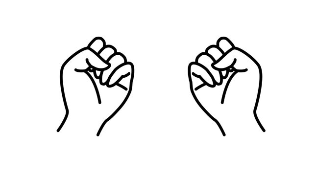 じゃんけんのグーの両手のイラスト/Illustration of two hands making the "rock" gesture in Rock-Paper-Scissors.