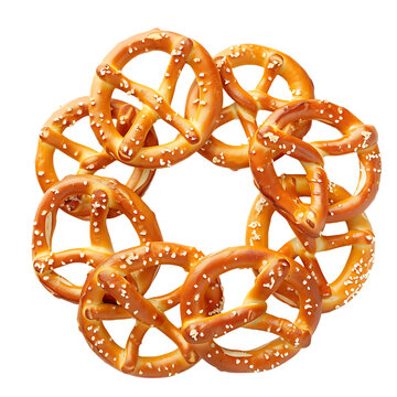 Salted pretzel twists arranged in circular pattern