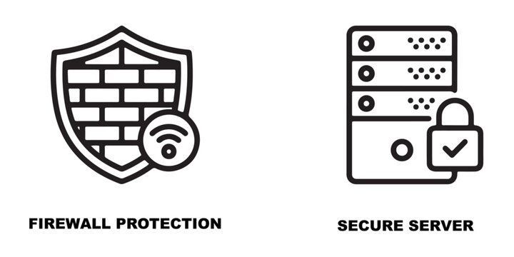 Firewall shield and secure server line padlock