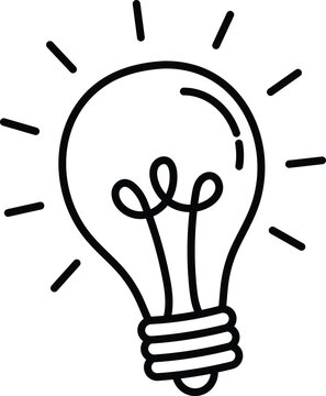 Glowing light bulb icon vector illustration featuring bold black lines representing a creative idea for business or innovative educational concepts