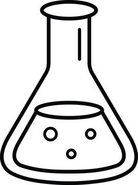 Minimalist chemistry flask vector illustration showing a clean linear design for scientific research studies and laboratory experimental medical concept graphics