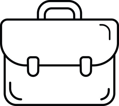 Minimalist briefcase vector graphic illustration featuring bold black lines on a clean white background for professional business design asset use