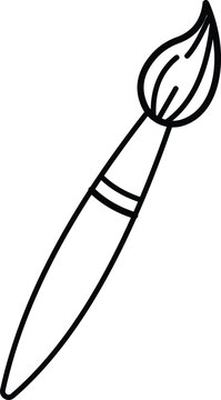 Minimalist paint brush vector illustration showing a simple black outline style design element for creative art projects and digital hobbyists