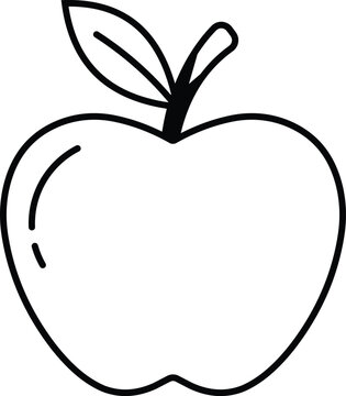 Simple apple vector graphic illustration showcasing a clean minimalist black outline design perfect for educational materials and creative digital projects