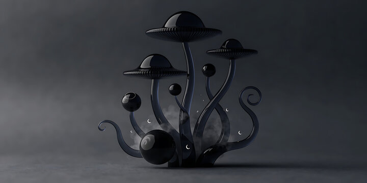 Dark fantasy mushrooms sculpture