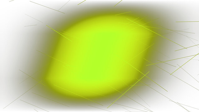 Abstract glowing yellow light orb with thin intersecting lines on a soft gradient background isolated on transparent background