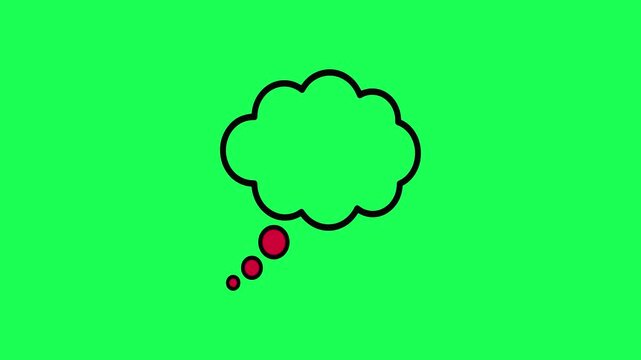 A simple comic book style thought bubble with a green background and red circles