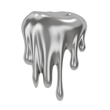Hand melting dripping silver white background aluminium.
