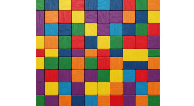 Colorful Lego block pattern isolated on transparent background