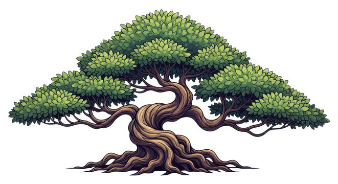Bonsai tree in a pot isolated on transparent background