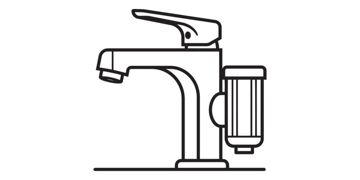 Water faucet with integrated filter icon