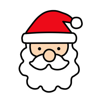Cute Cartoon Santa Claus Vector Illustration for Christmas Holiday Celebration, Festive Winter Character with Red Hat, White Beard, Happy Smile and Gift Concept