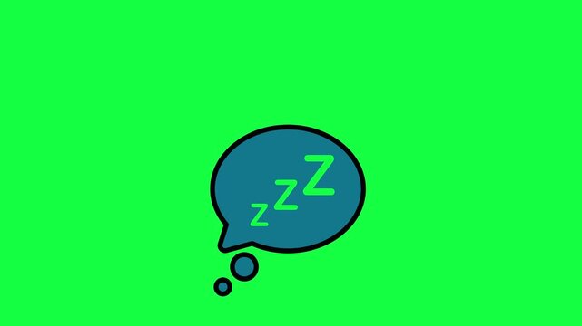 A blue speech bubble icon with green z letters representing sleep or dreaming on a green background