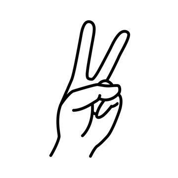 じゃんけんのチョキの左手のイラスト/Illustration of a left hand making the "scissors" sign in Rock-Paper-Scissors.