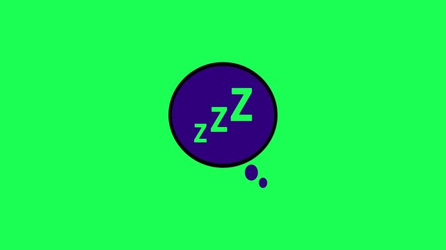 A minimalist graphic of a speech bubble containing zzz letters representing sleep or dreaming on a green background