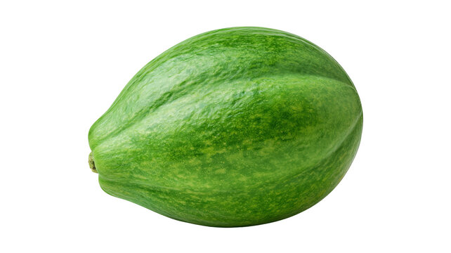 Fresh whole green papaya with smooth skin and detailed natural texture, realistic isolated PNG on transparent background