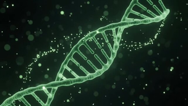 Green DNA 3D Helix spinning animation medical biotechnology