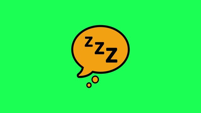Orange speech bubble icon with zzz letters representing sleep or snoring on a bright green background