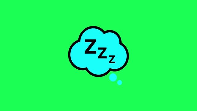 A blue thought bubble icon containing the letter z representing sleep or dreaming on a green background