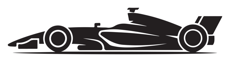 Fototapeta premium Formula 1 Race Car Silhouette on White Background
