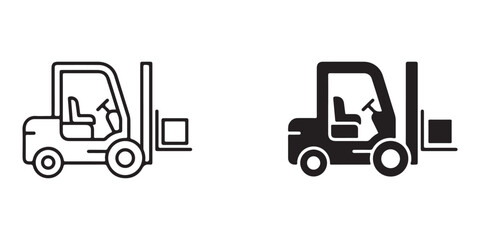 Naklejka premium forklift icons with operator lifting pallets in different line art styles for industrial design projects