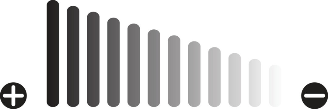 Volume control with plus and minus symbols on a white background