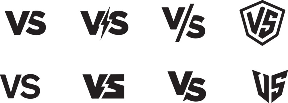 Versus icons set. VS letters set. Battle icons. Set of versus logo letters. VS or versus symbol design template for sports, fight, competition, battle, match, game.